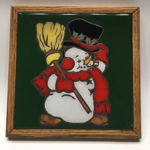Christmas Holiday Art Tile Snowman Trivit Mag Mor